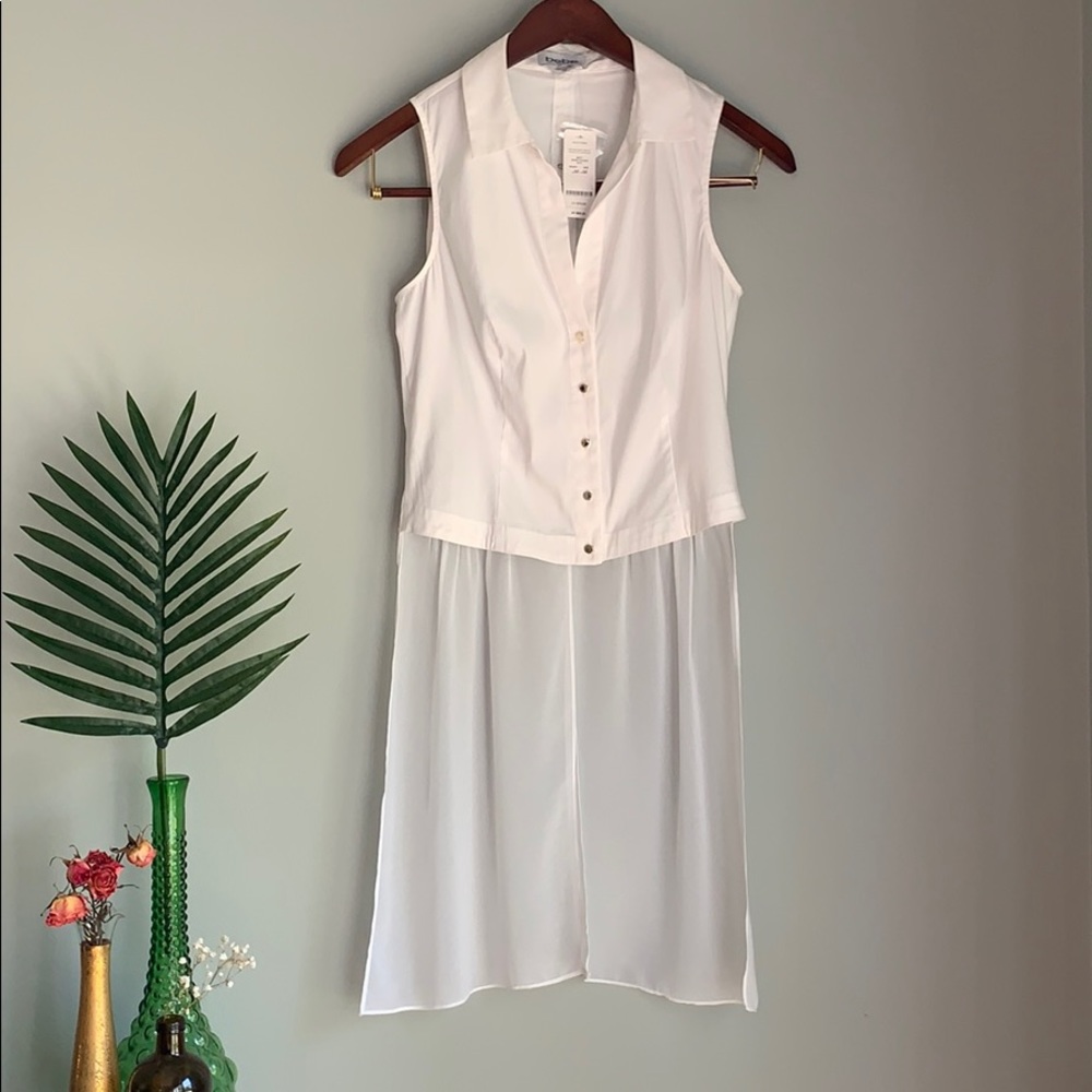 NWT!! Bebe High Low Crop Top Shirt w/Sheer Train